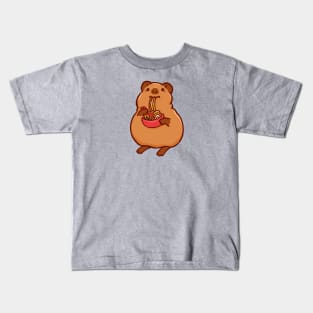 Cute quokka eating ramen noodles Kids T-Shirt